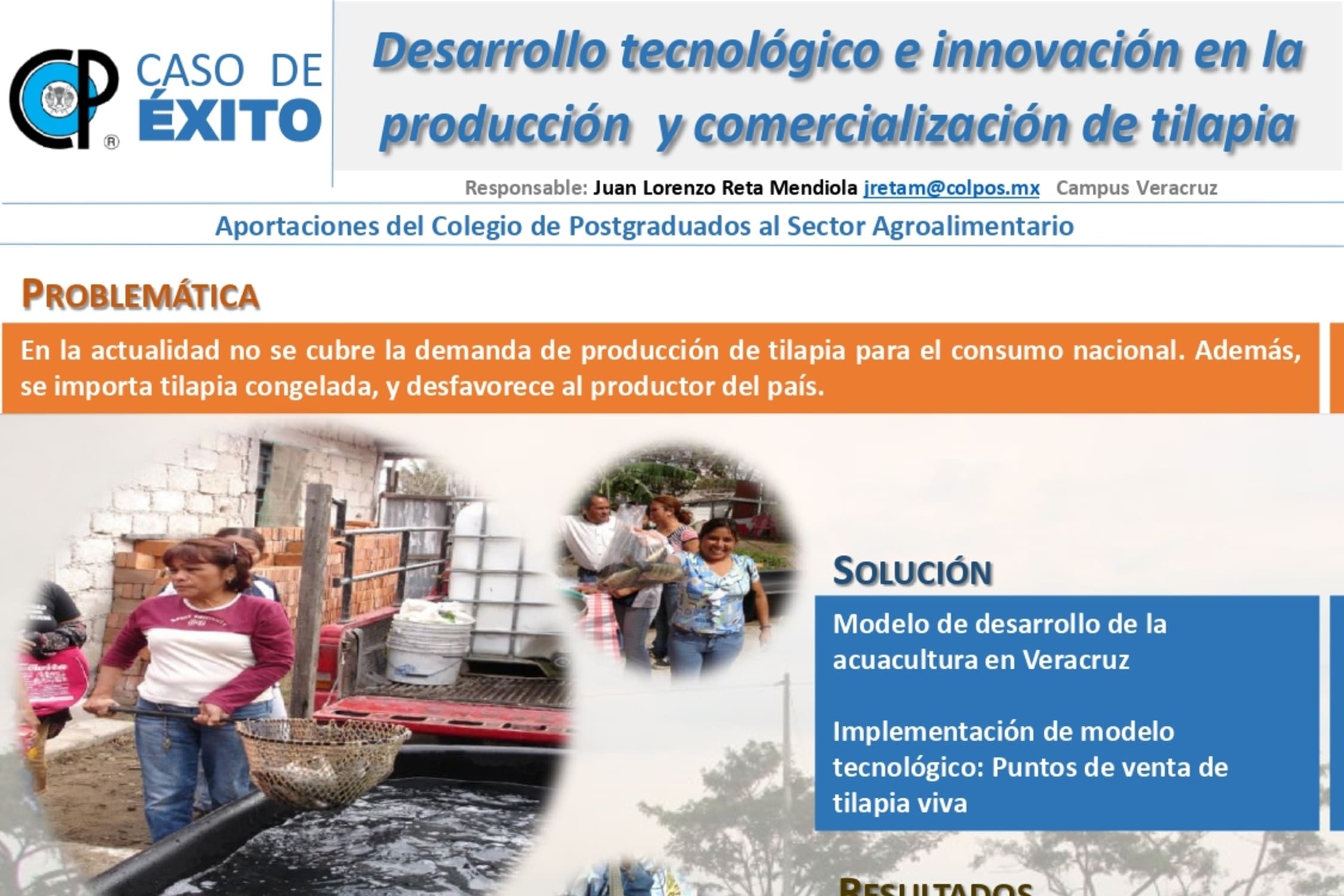 Desarrollo tecnológico e innovación en la producción y comercialización de tilapia.